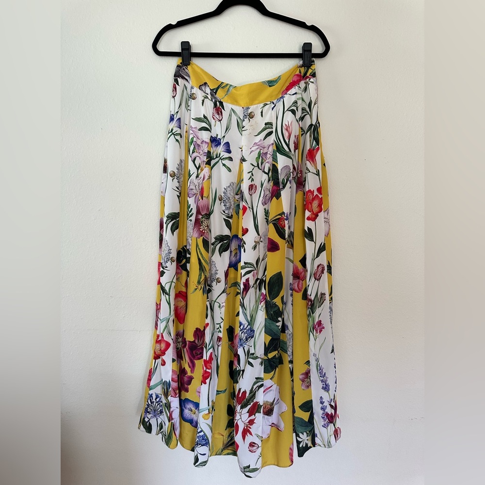 Yellow and White Floral Anthropologie Skirt